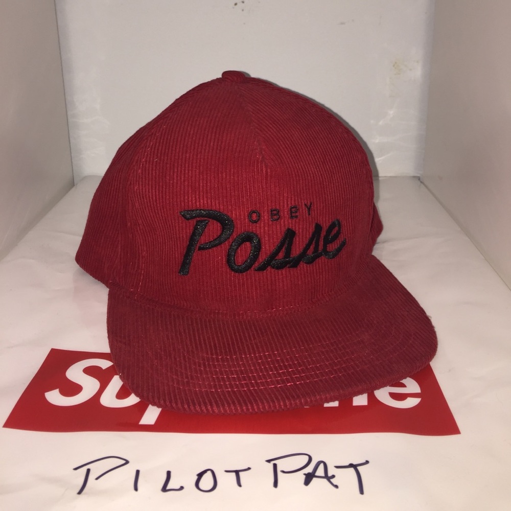 Obey Red/Maroon Corduroy Snap-back